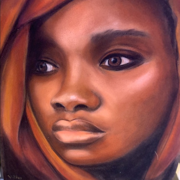Painting Rare Nubian Beauty Oil Pastels - Picture 4 of 5